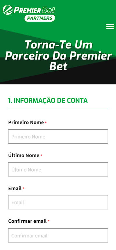 formul谩rio de registo para parceiros