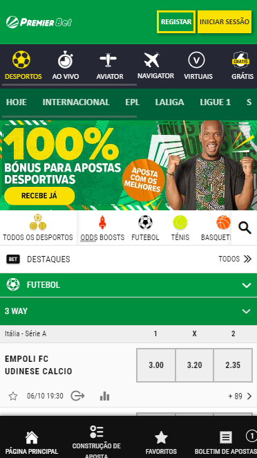 Versão móvel do PREMIER BET