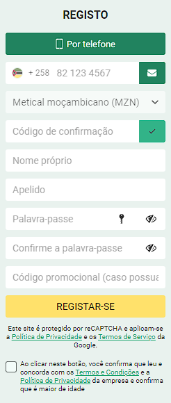 Registo na empresa de apostas BetWinner