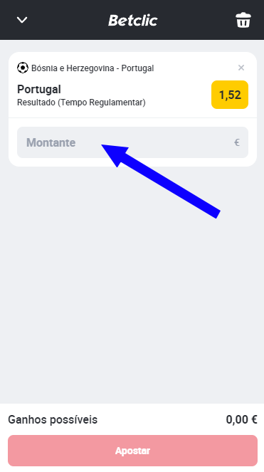 Valor da aposta Betclic