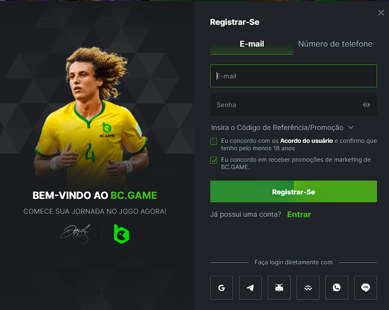 Registo por e-mail BC.Games