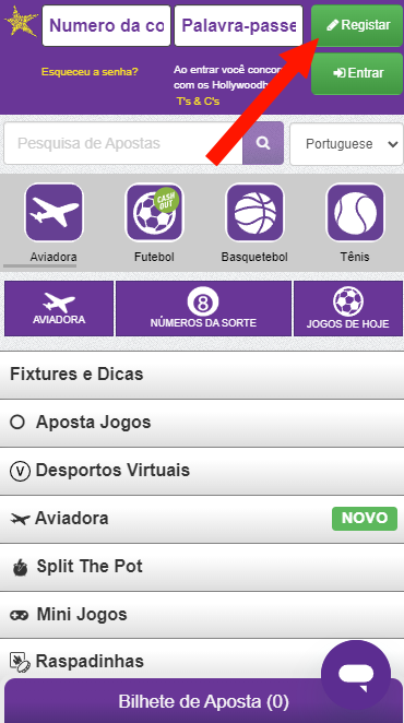 Registo Hollywoodbets