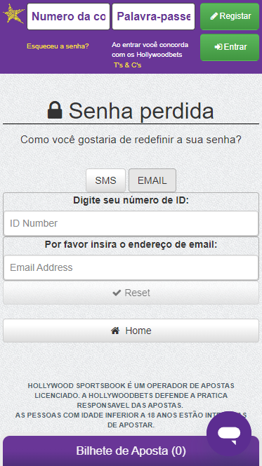 Recuperação de Palavra-passe Hollywoodbets por E-mail