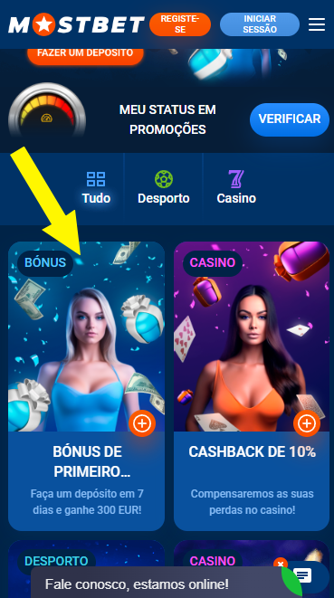 Bónus de inscrição Mostbet