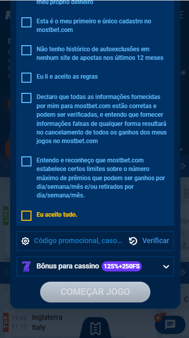 Registo com a Opção Avançada Mostbet