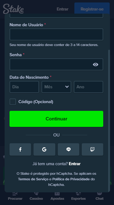 Registo do bife por correio eletrónico