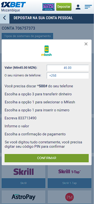 Instruções de depósito Mcell