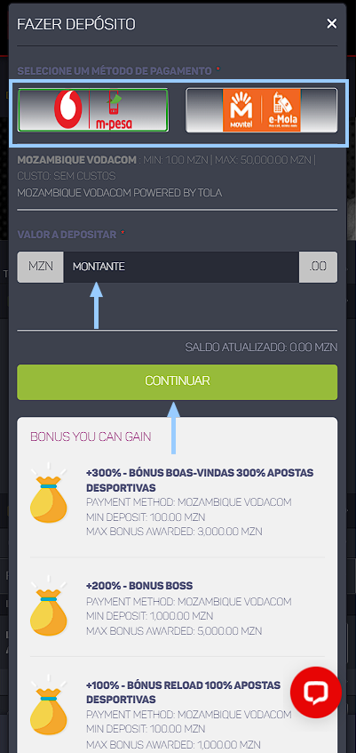 depósito em Placard, métodos de pagamento em Placard