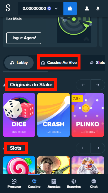 Categorias em Stake Casino