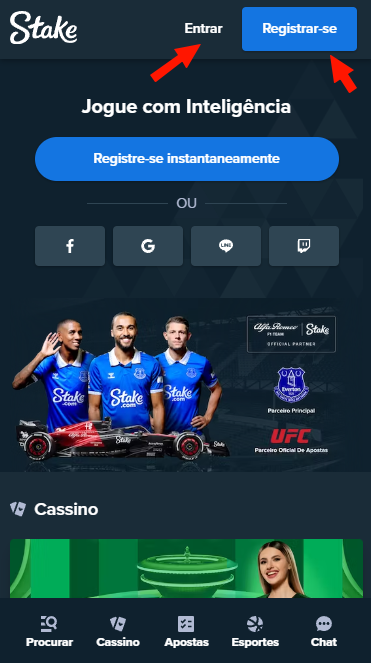 Registo e autorização na Stake