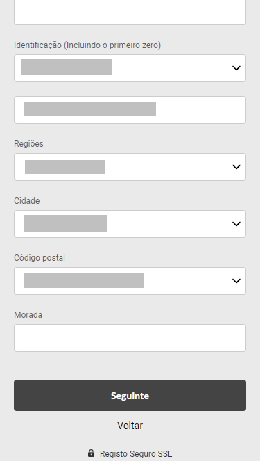 A segunda fase do registo em Betway