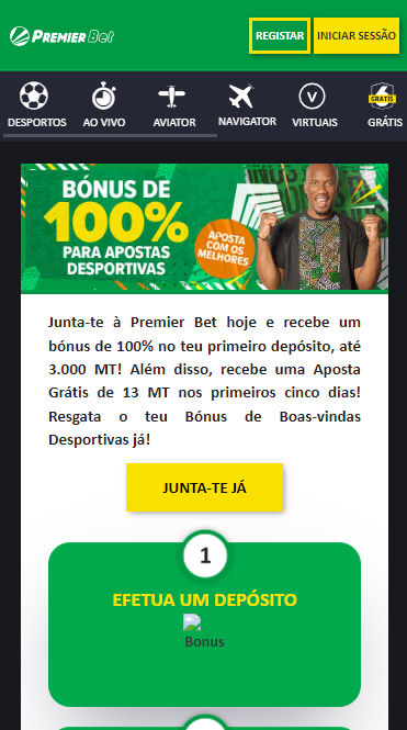 Bónus de boas-vindas PREMIER BET