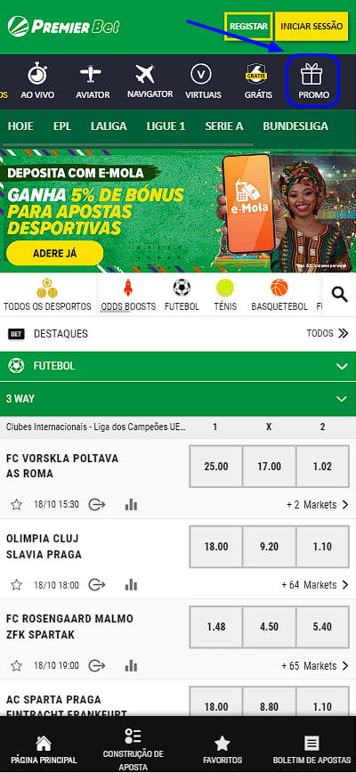 promoções e bónus em PremierBet