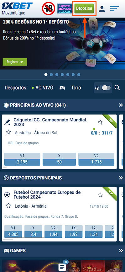 Como carregar a sua conta 1xBet