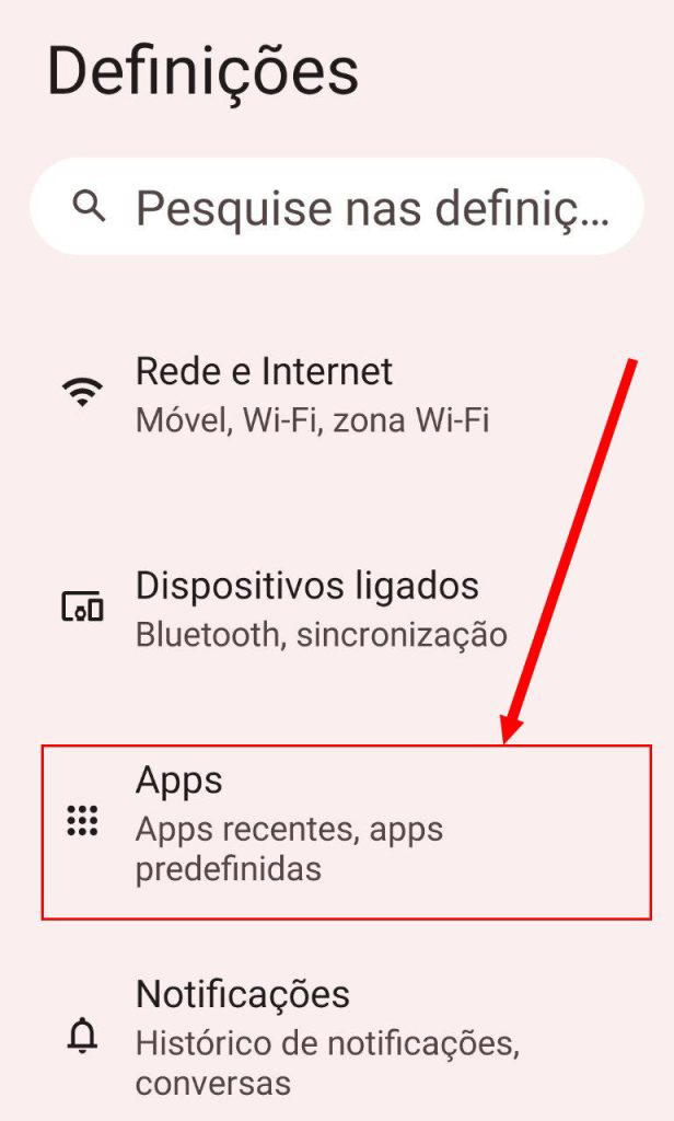 Definições do dispositivo Android