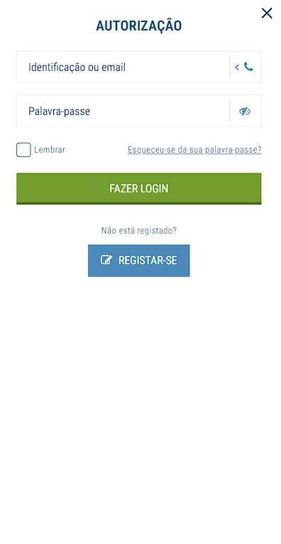 Como introduzir o login e a palavra-passe em 1xBet