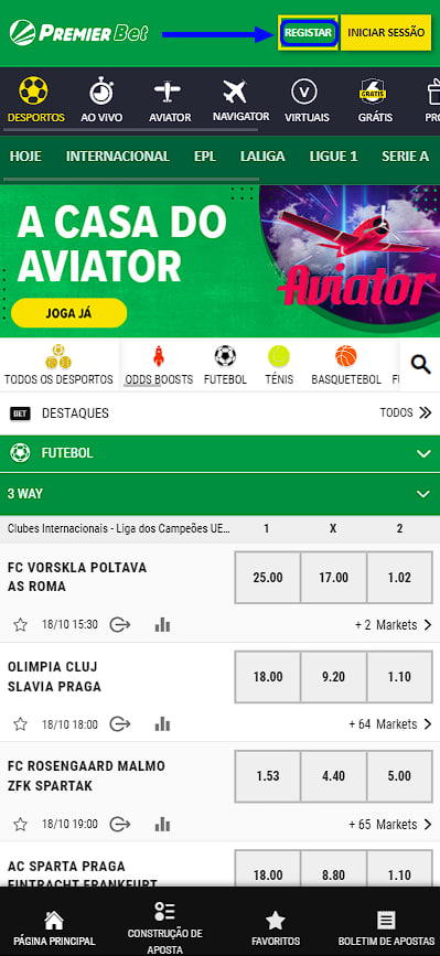 Registo PremierBet