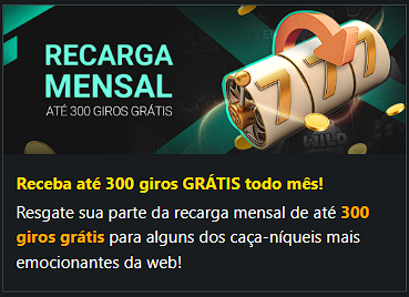 Bónus de 300 rodadas grátis todos os meses em 1Bet