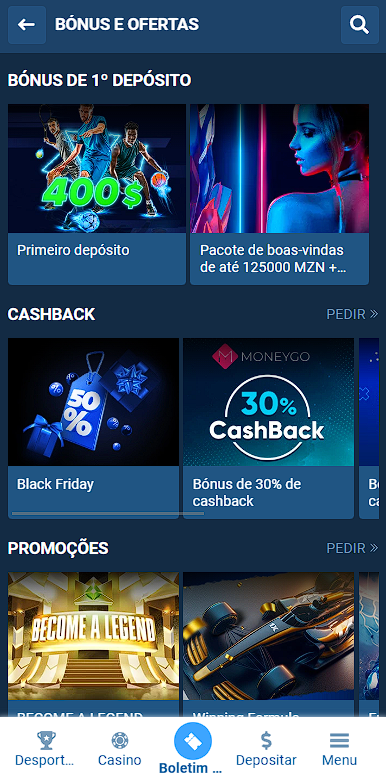 secção Promo 1xBet