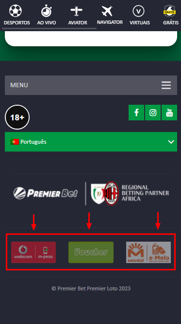 Sistema de pagamento Premier Bet