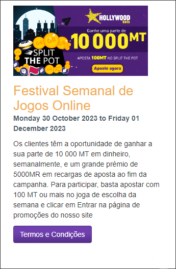 Festival semanal de jogos em linha