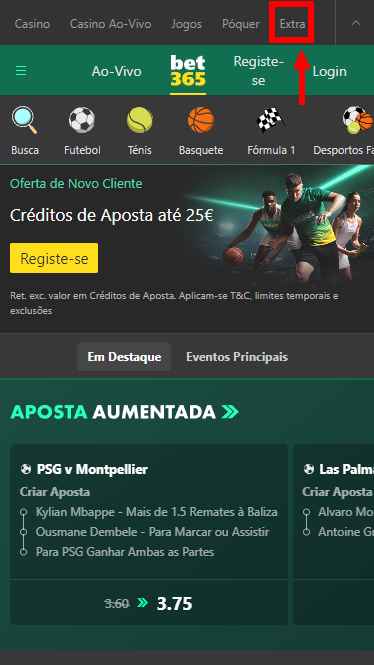 Secção adicional Bet365