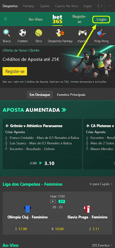 Autorização na empresa de apostas Bet365