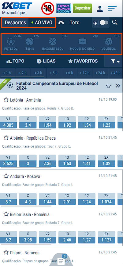 desportos em que apostar em 1xBet