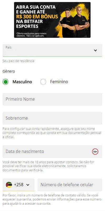 instruções sobre como registar-se na empresa de apostas betfair