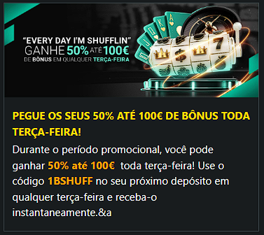 Bónus até 100€ todas as terças-feiras em 1Bet