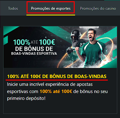 Bónus de boas-vindas para desportos em 1Bet