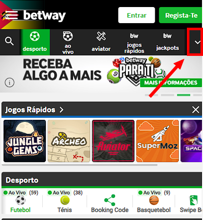 Abrir o menu betway