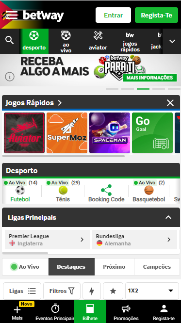 Versão móvel do BETWAY