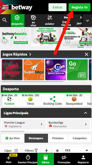 Registo BETWAY