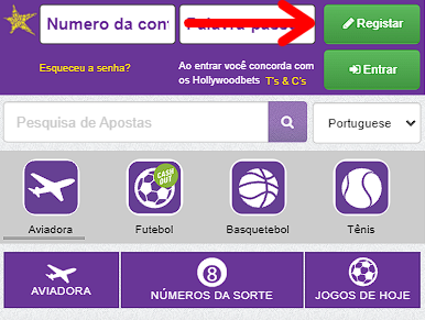 Registo no site Hollywoodbets