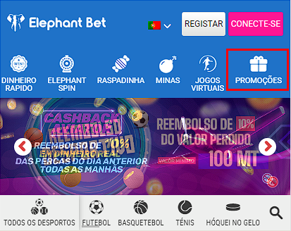 Promoções no website da Elephant Bet 