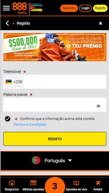 Registo 888bets