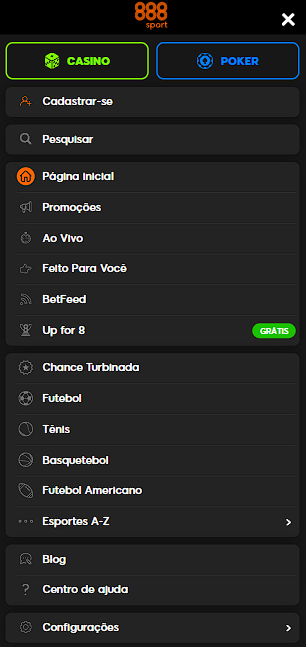 Site móvel da casa de apostas 888Sport