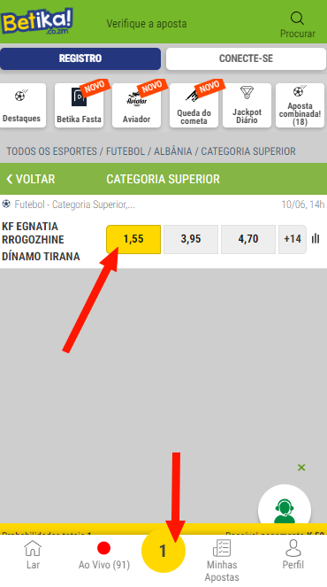 Odds desportivas BETIKA