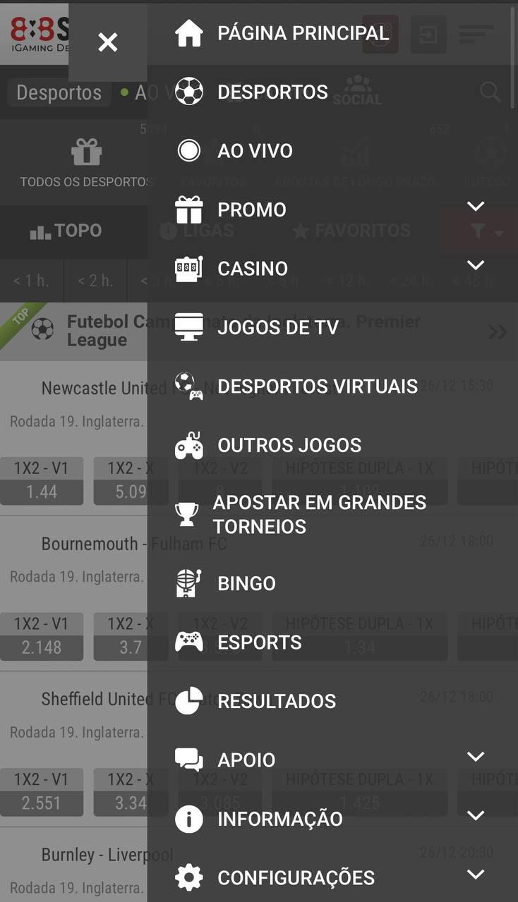 Versão móvel menu