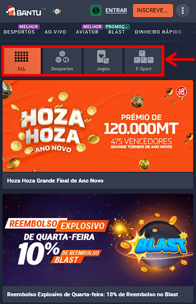 Bónus e promoções no Bantubet