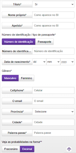 Registo no site da casa de apostas Hollywoodbets