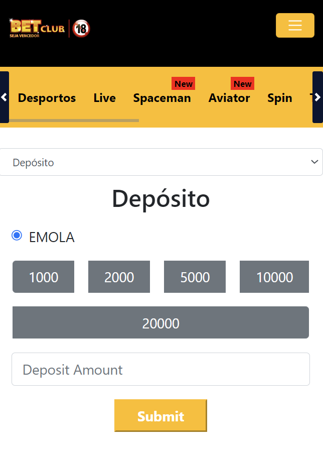 Como efetuar um depósito em Betclub