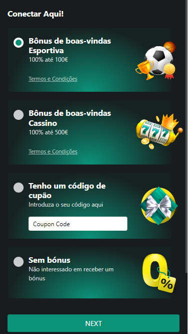 Escolher um bónus de boas-vindas no site 1bet