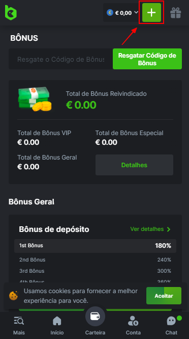Botão de carregamento no BC.Game