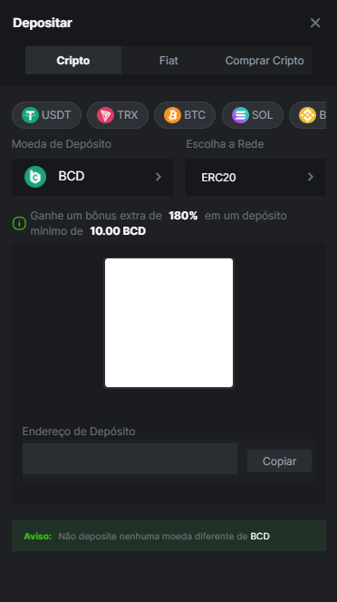 Página de carregamento de moeda criptográfica