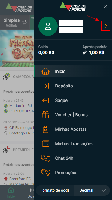 Botão para ir para o Gabinete Pessoal do Cliente