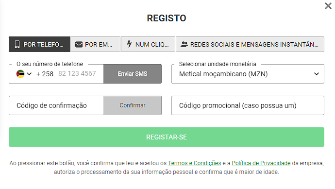 888starz registo por n煤mero de telefone