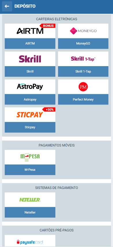 Programa de pagamento da casa de apostas 1xCasino