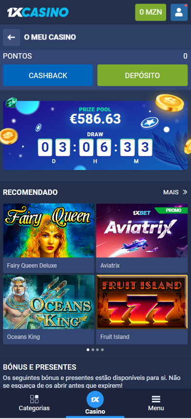 Aplicação móvel do 1xCasino